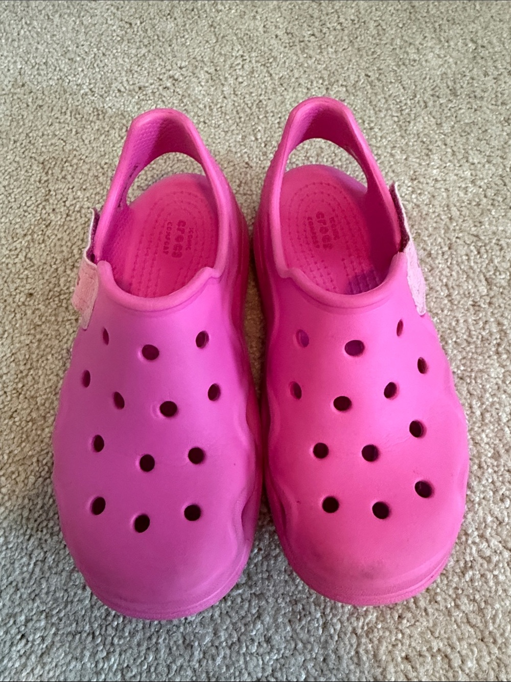 CROCS Kids Bright Pink Classic Clog with Heel Strap